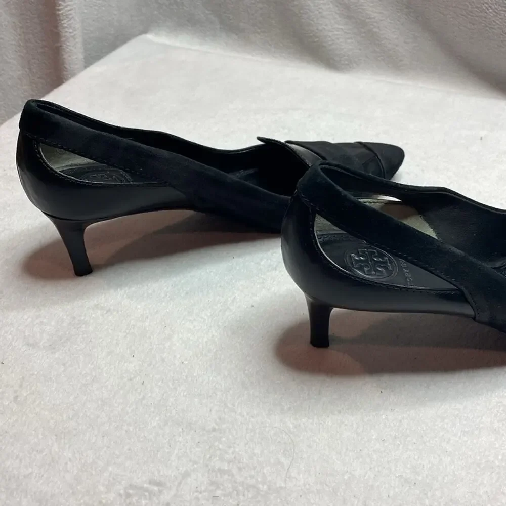 Tory Burch Saray Black patent leather and suede kitten heels size 6